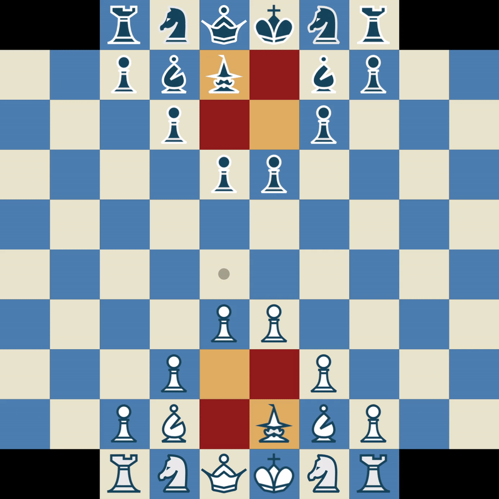 Chess Infinitum board and opening piece arrangement